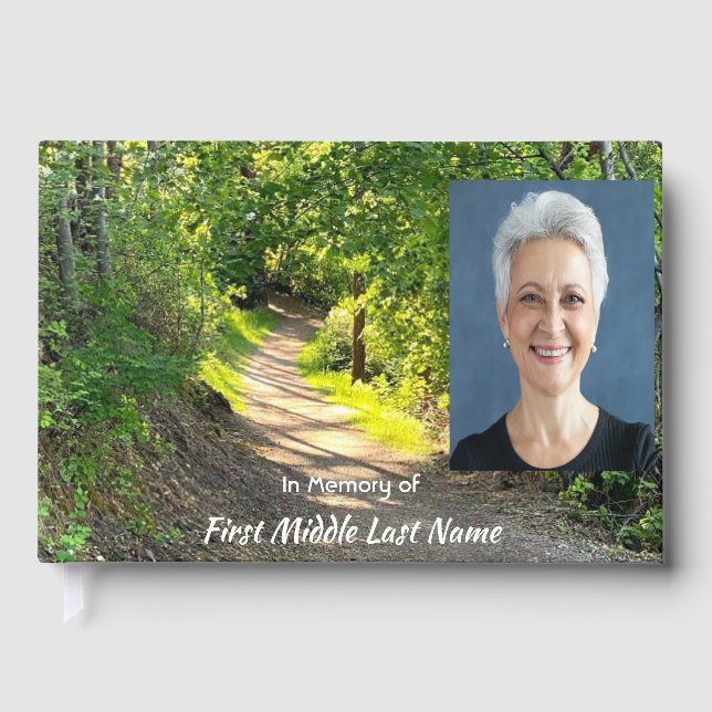 Memorial Photo Prayer Path Trail Forest Trees  Guest Book (Front)