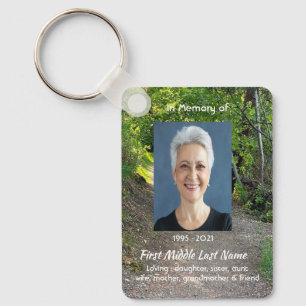 Memorial Photo Prayer Path Trail Forest Trees Key Ring
