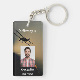 Memorial Photo Prayer Pilot Aeroplane Flying Key Ring