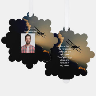 Memorial Photo Prayer Pilot Aeroplane Flying  Tree Decoration Card