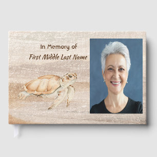 Memorial Photo Prayer Sandy Beach Sea Turtle Guest Book