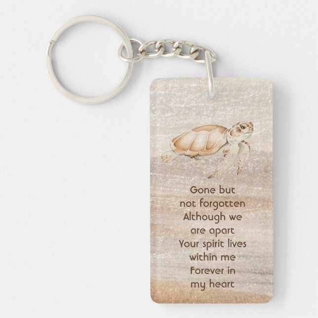 Memorial Photo Prayer Sandy Beach Sea Turtle  Key Ring (Front)