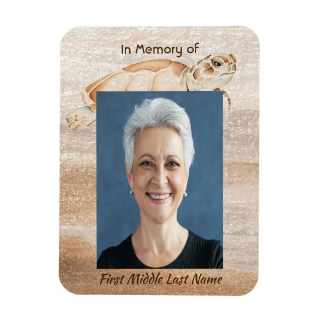 Memorial Photo Prayer Sandy Beach Sea Turtle  Magnet (Vertical)
