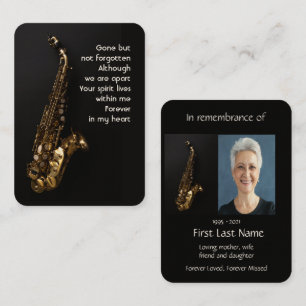 Memorial Photo Prayer Saxaphone Jazz Musician Play Business Card