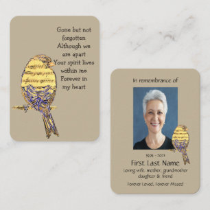 Memorial Photo Prayer Song Bird Music Singer Business Card