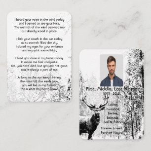 Memorial Photo Prayer Stag Deer Forest Winter Wild Business Card