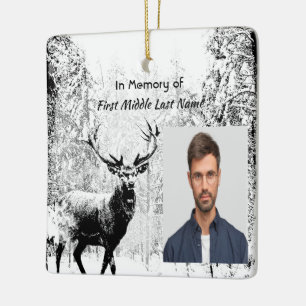 Memorial Photo Prayer Stag Deer Forest Winter Wild Ceramic Ornament
