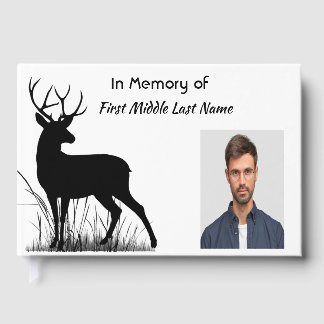 Memorial Photo Prayer Stag Deer Forest Winter Wild Guest Book