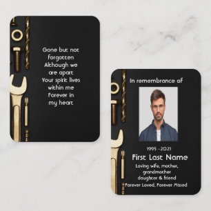 Memorial Photo Prayer Tools Mechanic Business Card