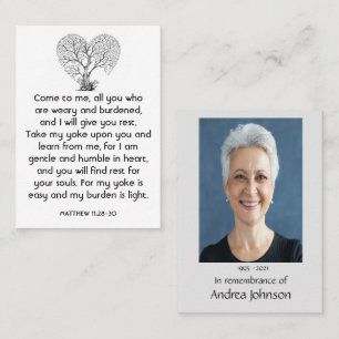 Memorial Photo Prayer Tree of Life Heart Love  Business Card