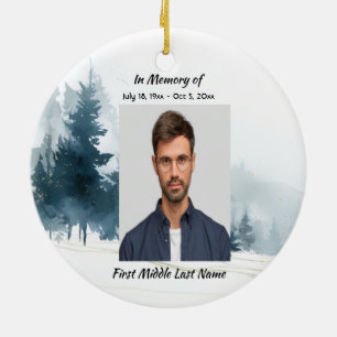 Memorial Photo Prayer Trees Forest Winter Wild Ceramic Tree Decoration