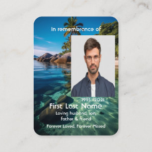Memorial Photo Prayer Tropical Beach Exotic Island Business Card