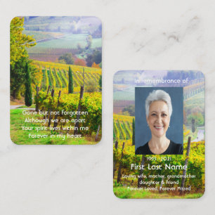 Memorial Photo Prayer Vineyard Winery Wine Business Card