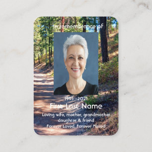 Memorial Photo Prayer Walk Forest Trees Wilderness Business Card