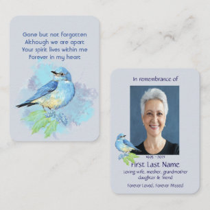 Memorial Photo Prayer Watercolor Bluebird Bird Art Business Card