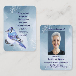 Memorial Photo Prayer Watercolor Bluejay Garden  Business Card
