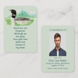 Memorial Photo Prayer Watercolor Common Loon Bird Business Card