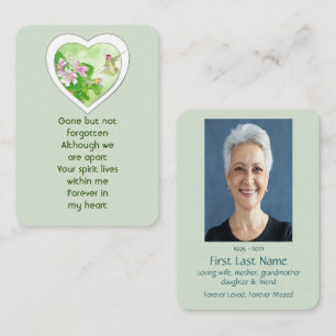 Memorial Photo Prayer Watercolor Hummingbird Bird Business Card