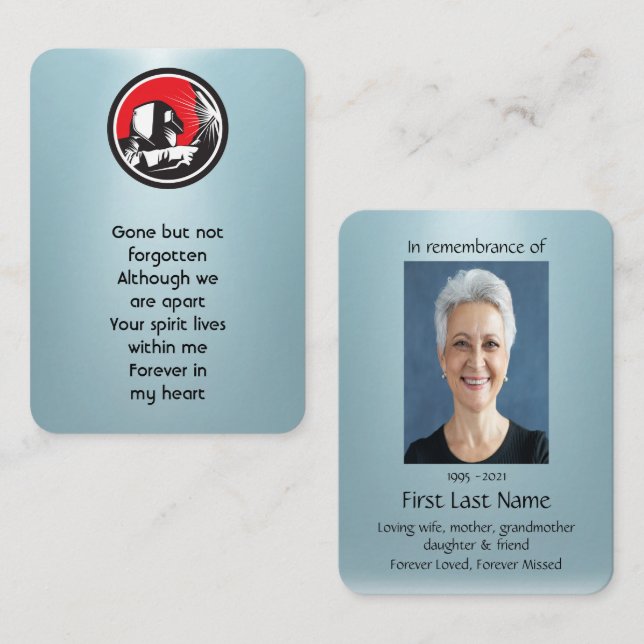 Memorial Photo Prayer Welder Welding Business Card (Front/Back)
