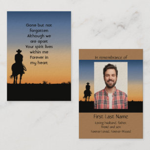 Memorial Photo Prayer Western Horse Back Riding  Business Card