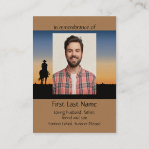 Memorial Photo Prayer Western Horse Back Riding  Business Card