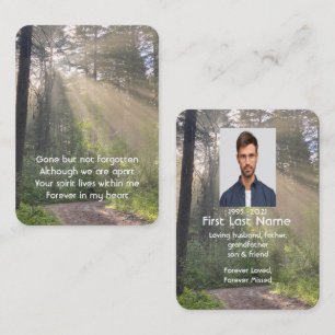 Memorial Photo Sunlight Through Forest Wilderness Business Card