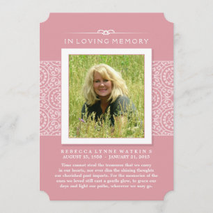 Memorial Photo Thank You Elegant Pink PERHAPS POEM Invitation