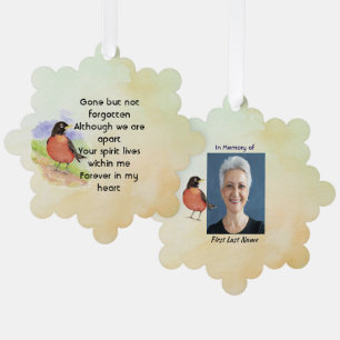 Memorial Photo  Watercolor Robin Garden Bird Tree Decoration Card