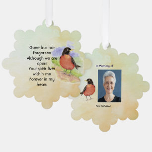 Memorial Photo  Watercolor Robin Garden Bird Tree Decoration Card