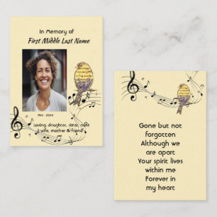 Memorial Pocke Keepsake  Music Bird Business Card