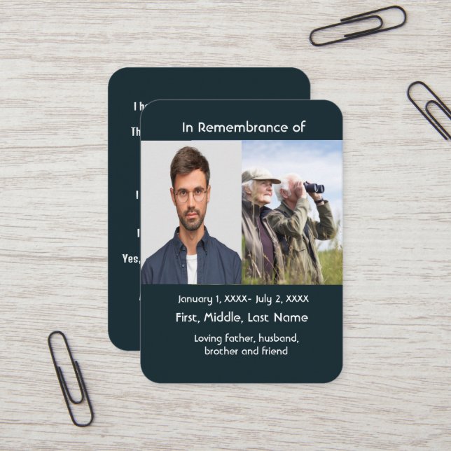 Memorial Pocket Card Birding Bird Watching  (Front/Back In Situ)