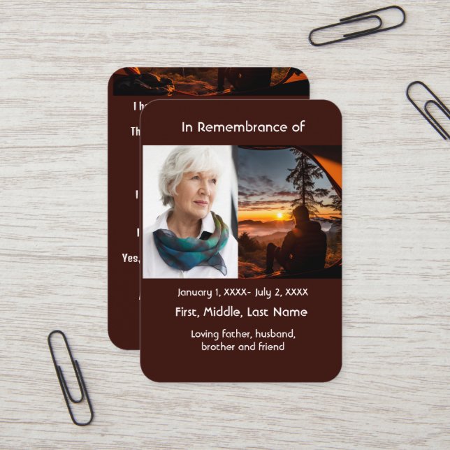 Memorial Pocket Card Camping Camper (Front/Back In Situ)