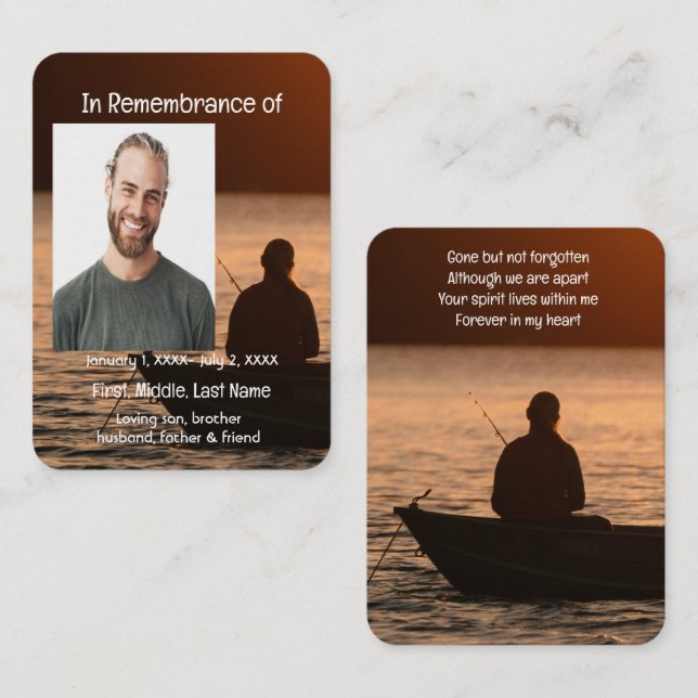 Memorial Pocket Card Fishing Fisherman (Front/Back)