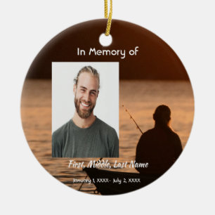 Memorial Pocket Card Fishing Fisherman Ceramic Tree Decoration