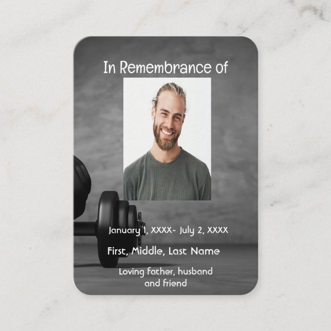 Memorial Pocket Card Gym Fitness Trainer Weights (Front)