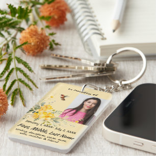 Memorial Pocket Card Hummingbird Yellow Roses  Key Ring