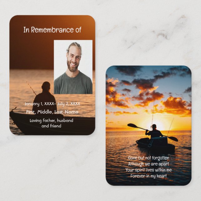 Memorial Pocket Card Ocean Fly Fishing Fisherman (Front/Back)