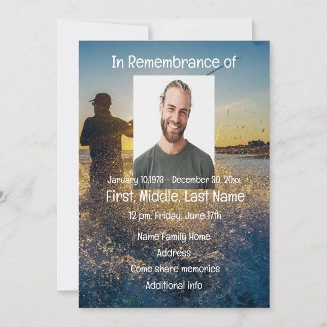 Memorial Pocket Card Ocean Fly Fishing Fisherman (Front)
