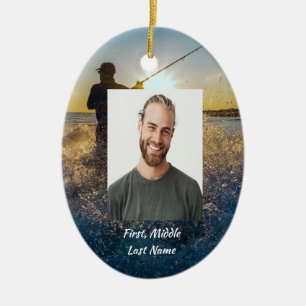 Memorial Pocket Card Ocean Fly Fishing Fisherman Ceramic Tree Decoration