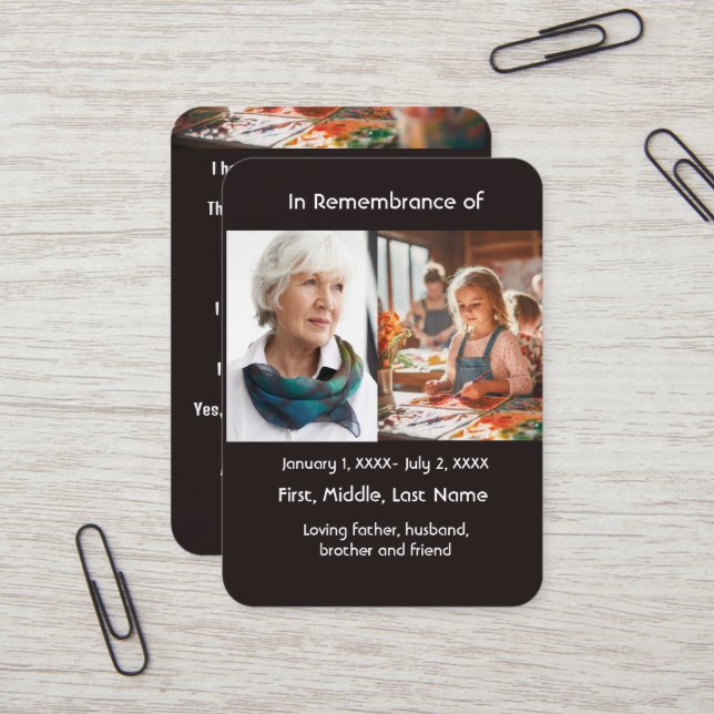 Memorial Pocket Card Painter Painting Art (Front/Back In Situ)