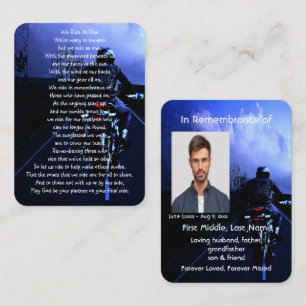 Memorial Pocket Keepsake Motorcycle Biker  Business Card
