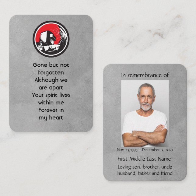 Memorial Pocket Keepsake Welder Welding Business Card (Front/Back)