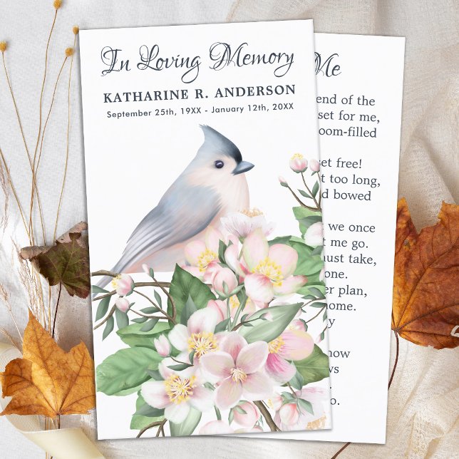 Memorial Poem Bird Flowers Funeral Prayer Card (Creator Uploaded)