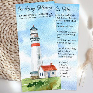 Memorial Poem Funeral Prayer Bookmark Lighthouse 