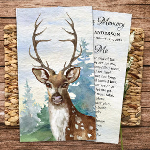 Memorial Poem Woodland Deer Funeral Prayer Card 