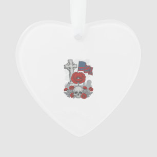 Memorial Poppy Flag Cross Vintage Engraving Vector Ornament