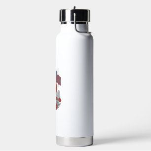 Memorial Poppy Flag Cross Vintage Engraving Vector Water Bottle