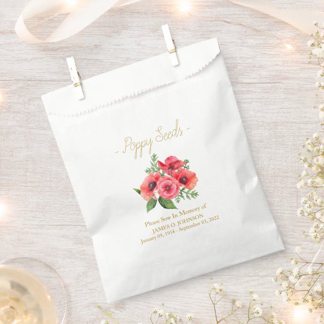 Memorial Poppy Seed Funeral  Favour Bags (Clipped)