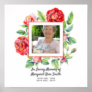 Memorial Poster PHOTO Bereavement Roses