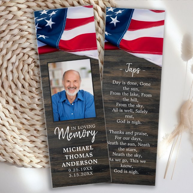 Memorial Prayer Bookmark American US Flag Photo    (Creator Uploaded)